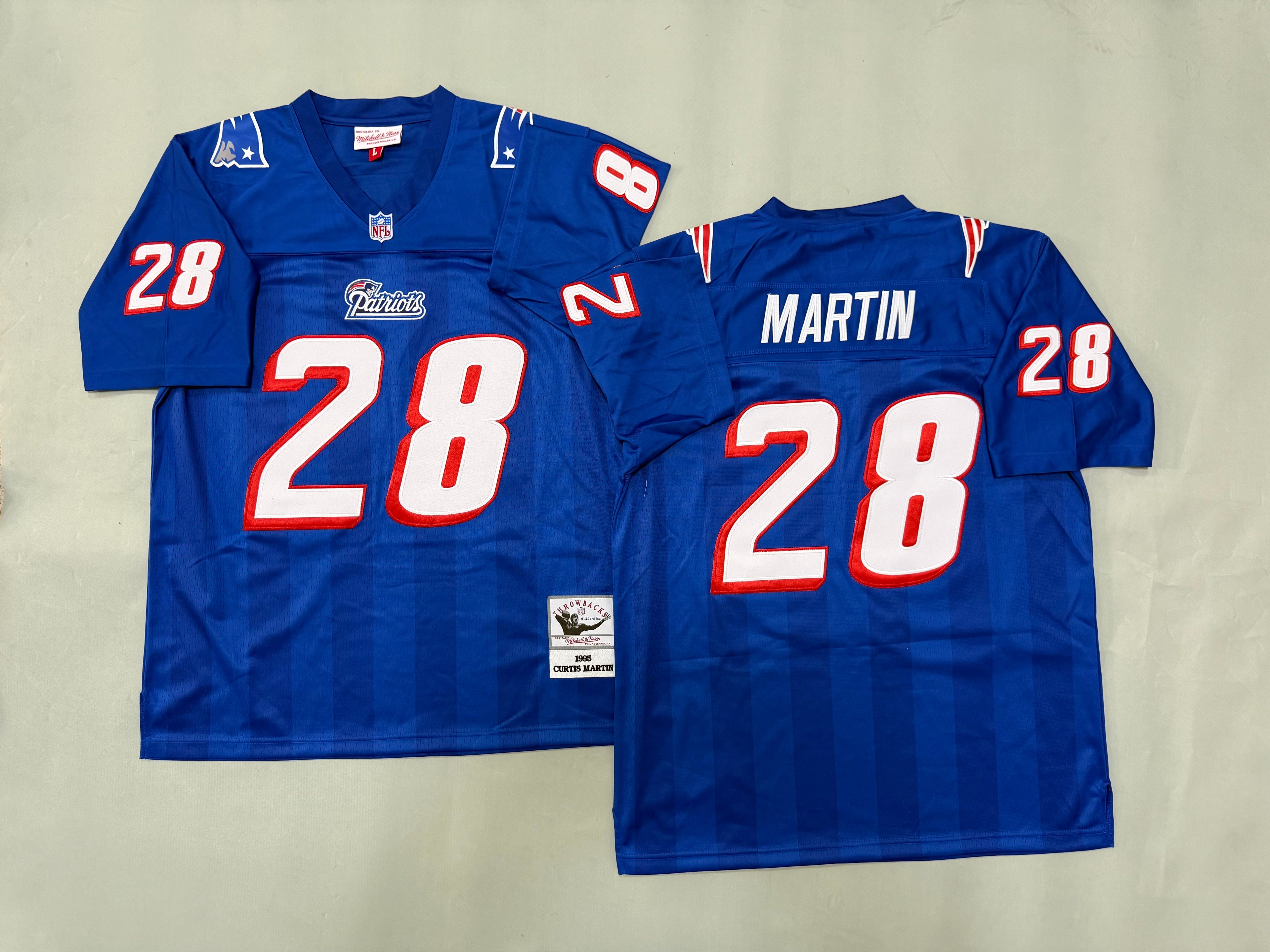 Mens Curtis Martin#28 New England Patriots Vintage Throwback Jersey