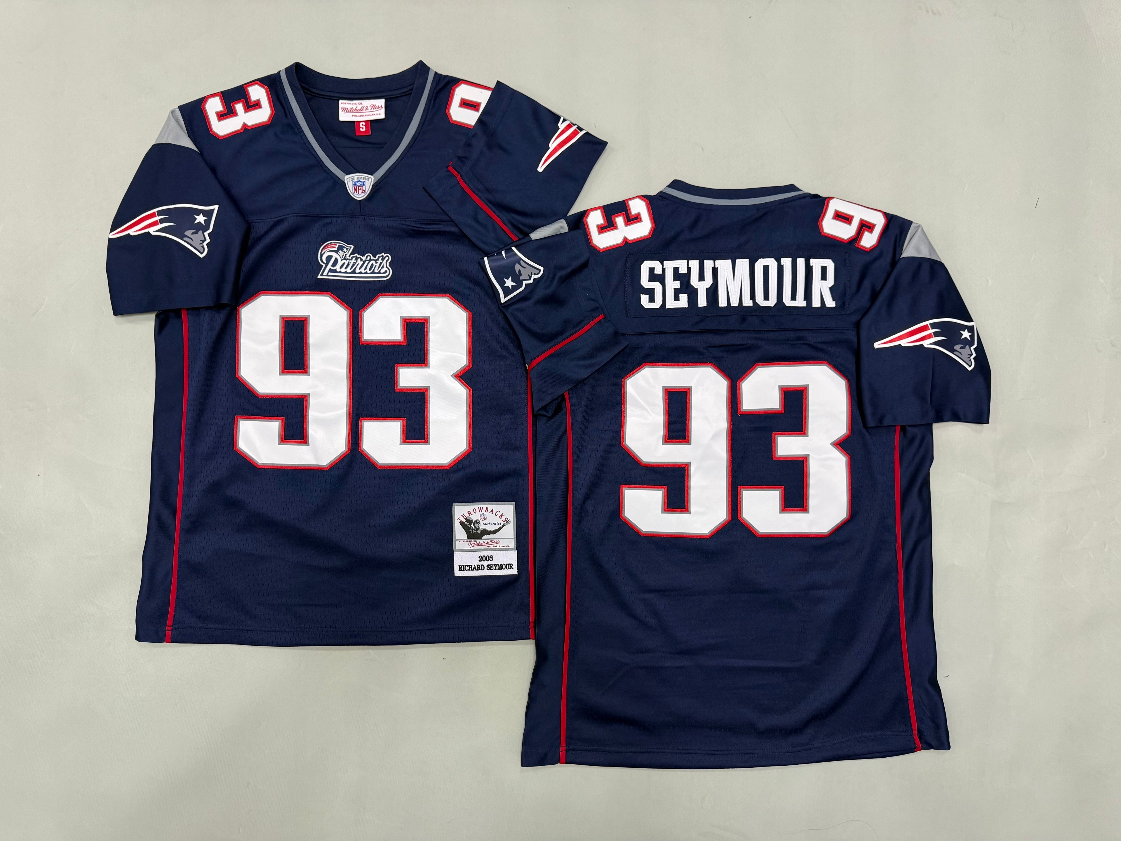 Mens Richard Seymour#93 New England Patriots Vintage Throwback Jersey