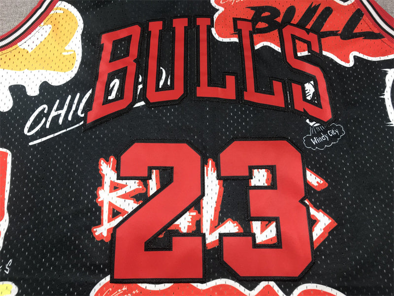 Chicago Bulls Michael Jordan #23 1997-98 Graffiti Edition Throwback — Embroidered Jersey