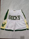 Milwaukee Bucks White Regular Pocket Shorts
