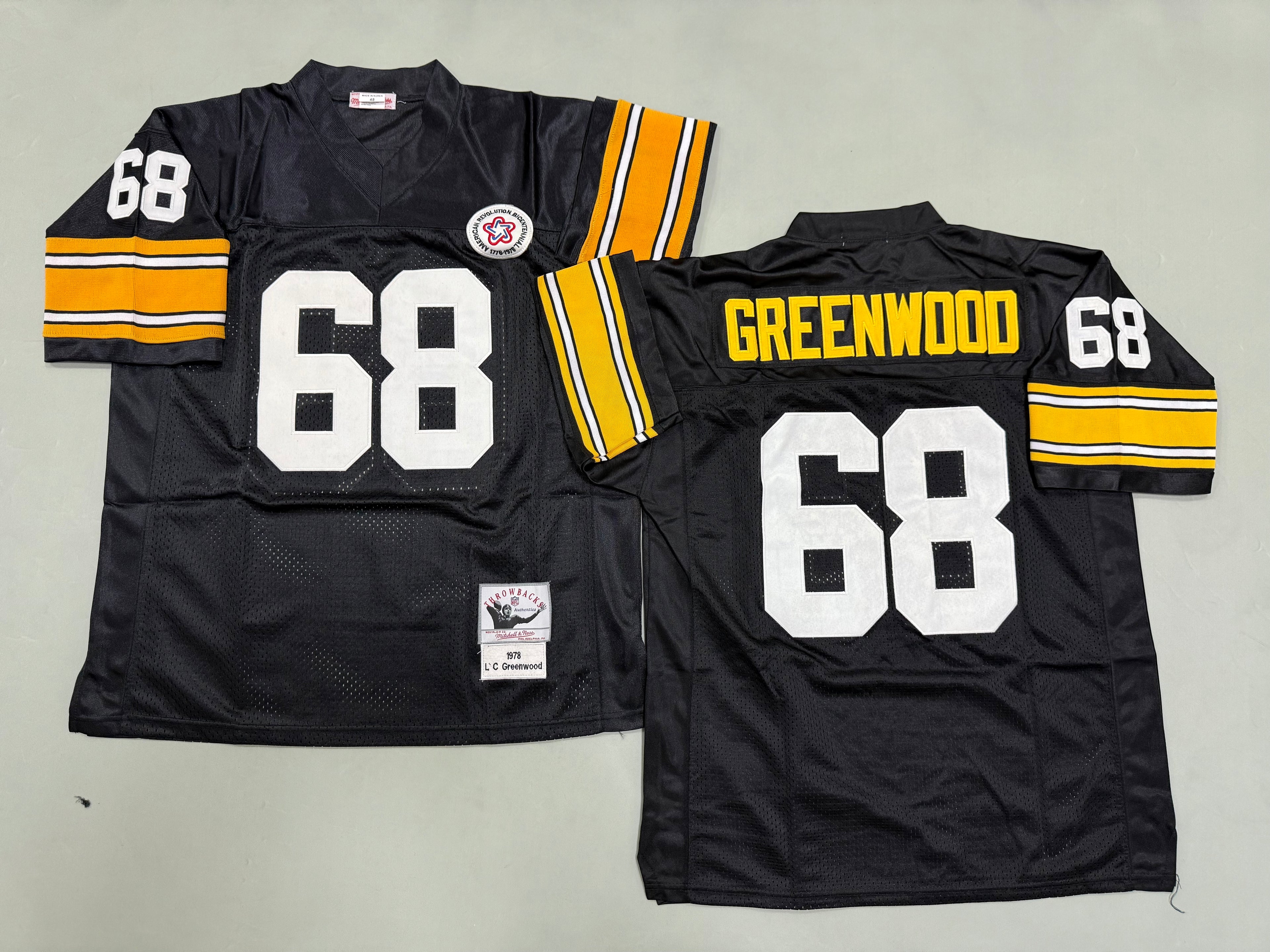 Mens L.C. Greenwood#68 black Pittsburgh Steelers Vintage Throwback Jersey