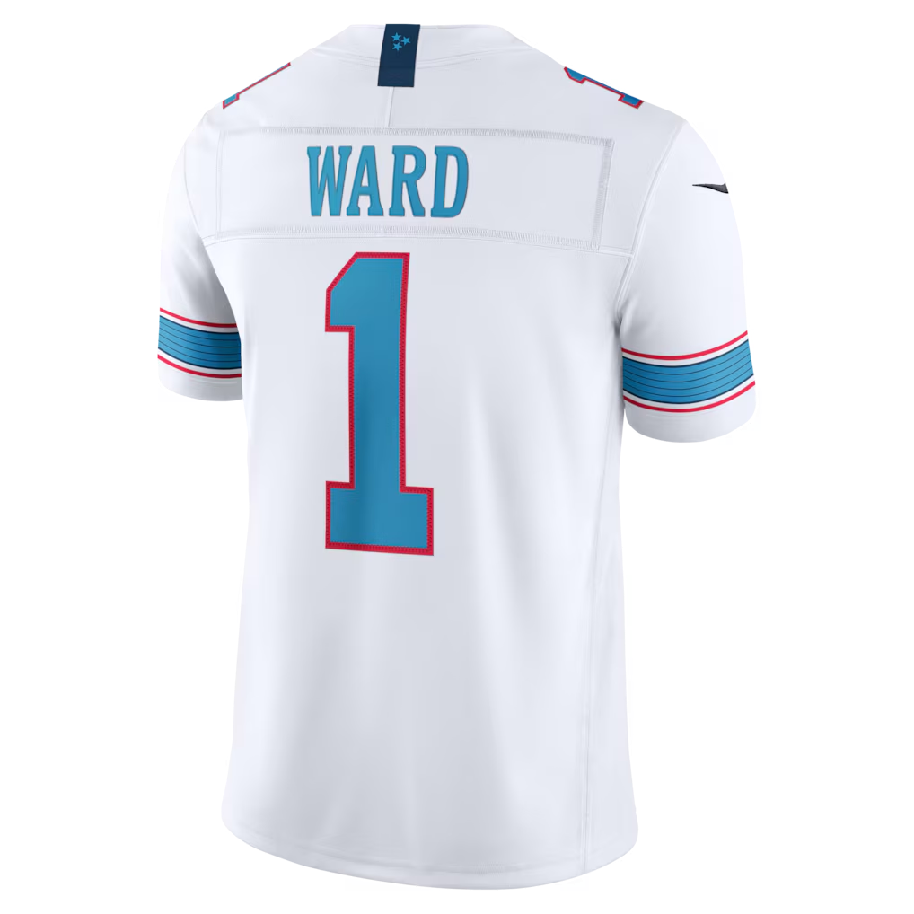 Cameron Ward #1 Tennessee Titans White Vapor F.U.S.E. Sewn Down Limited Jersey