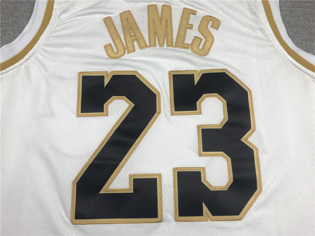 LeBron James #23 Los Angeles Lakers "White & Gold" City Edition Swingman Jersey — Embroidered