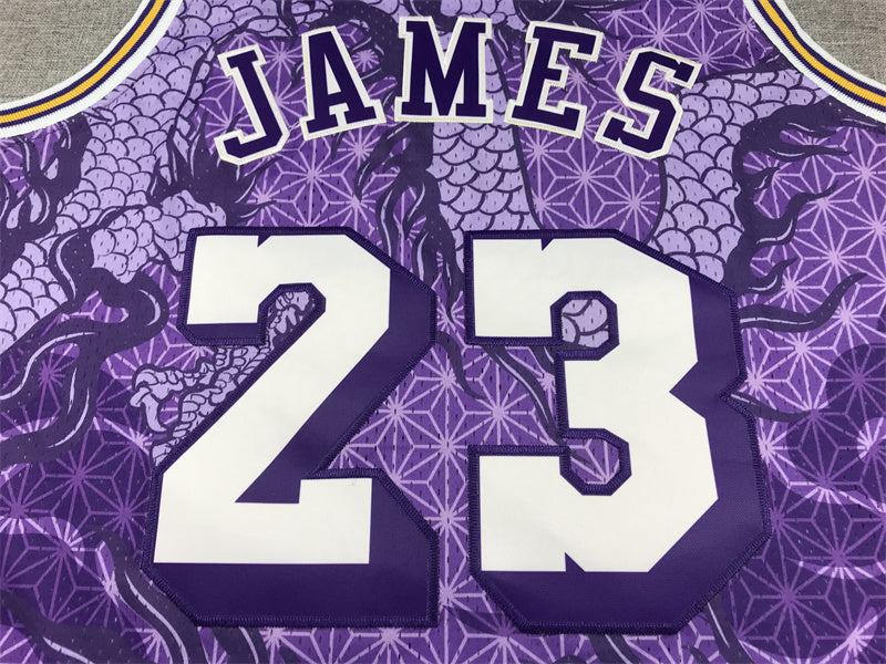 LeBron James #23 "Year of the Dragon" 2018-19 Los Angeles Lakers Throwback Jersey — Embroidered
