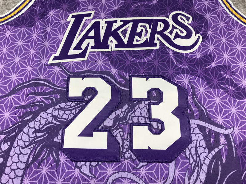 LeBron James #23 "Year of the Dragon" 2018-19 Los Angeles Lakers Throwback Jersey — Embroidered