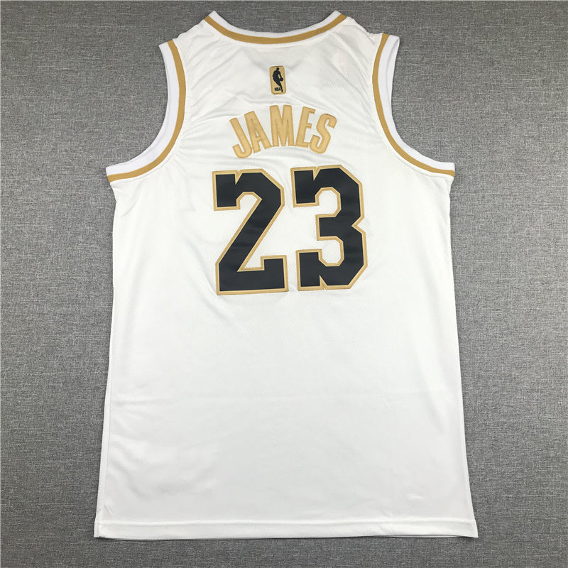 LeBron James #23 Los Angeles Lakers "White & Gold" City Edition Swingman Jersey — Embroidered