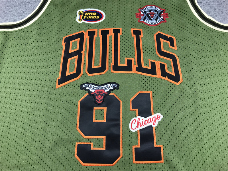 Chicago Bulls Dennis Rodman #91 1997-98 Throwback-Embroidered Jersey
