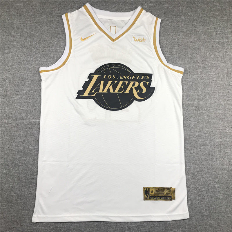 LeBron James #23 Los Angeles Lakers "White & Gold" City Edition Swingman Jersey — Embroidered