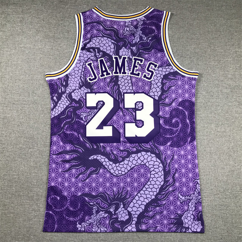 LeBron James #23 "Year of the Dragon" 2018-19 Los Angeles Lakers Throwback Jersey — Embroidered