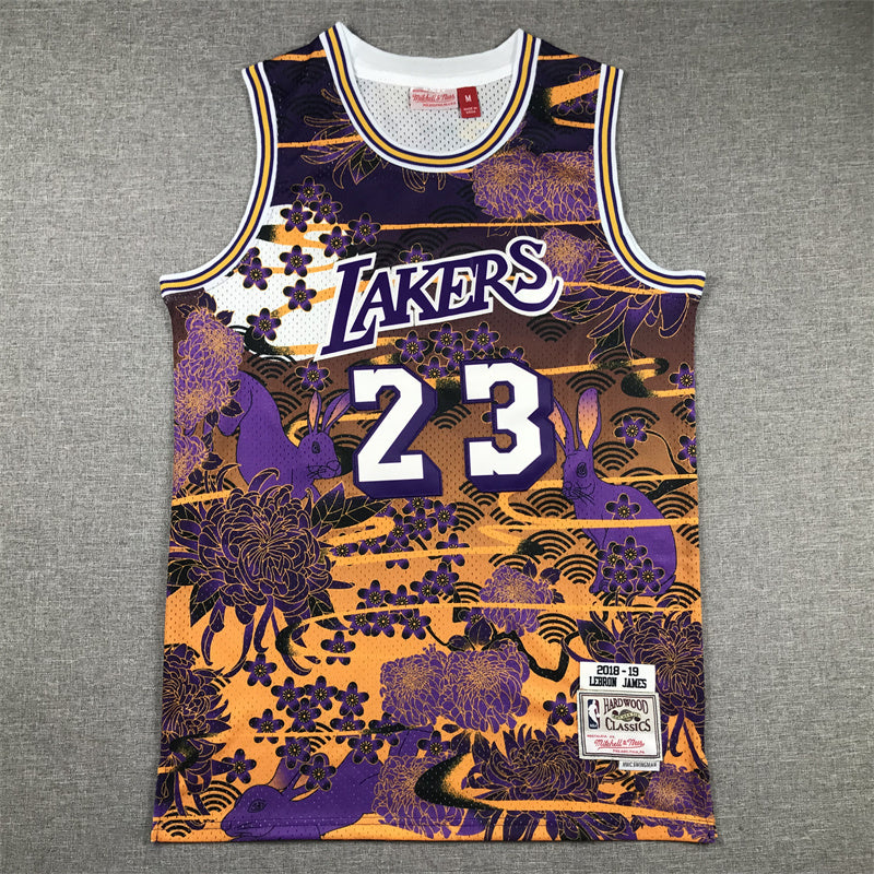LeBron James #23 Los Angeles Lakers "Year of the Rabbit" 2018-19 Throwback Jersey — Embroidered