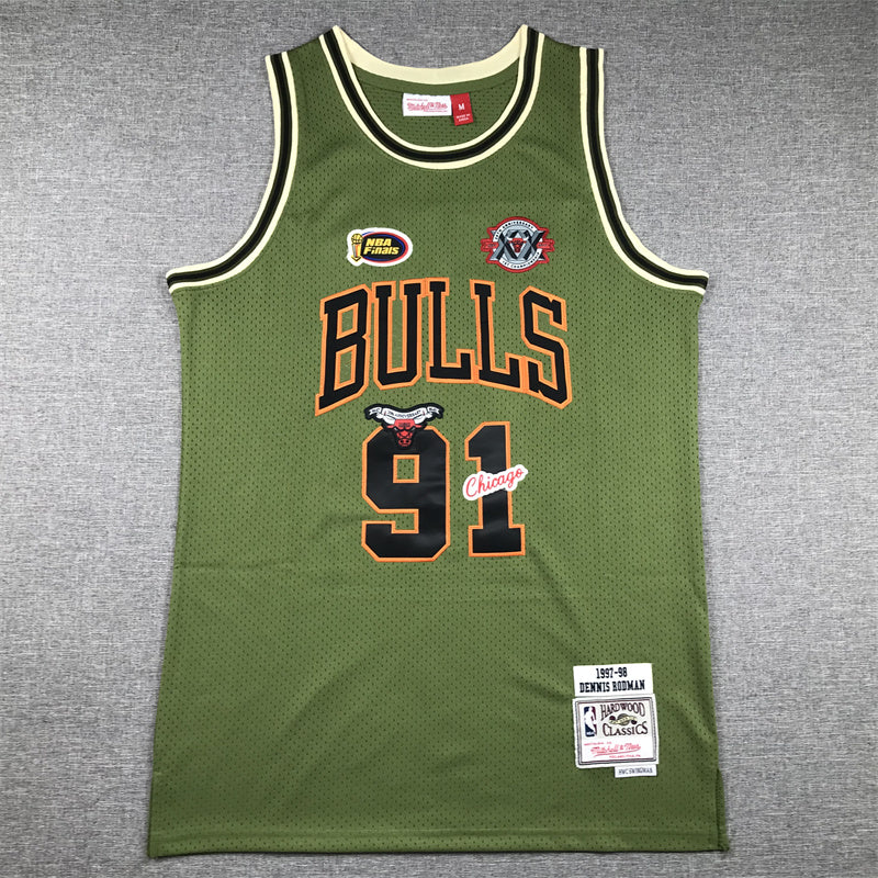 Chicago Bulls Dennis Rodman #91 1997-98 Throwback-Embroidered Jersey