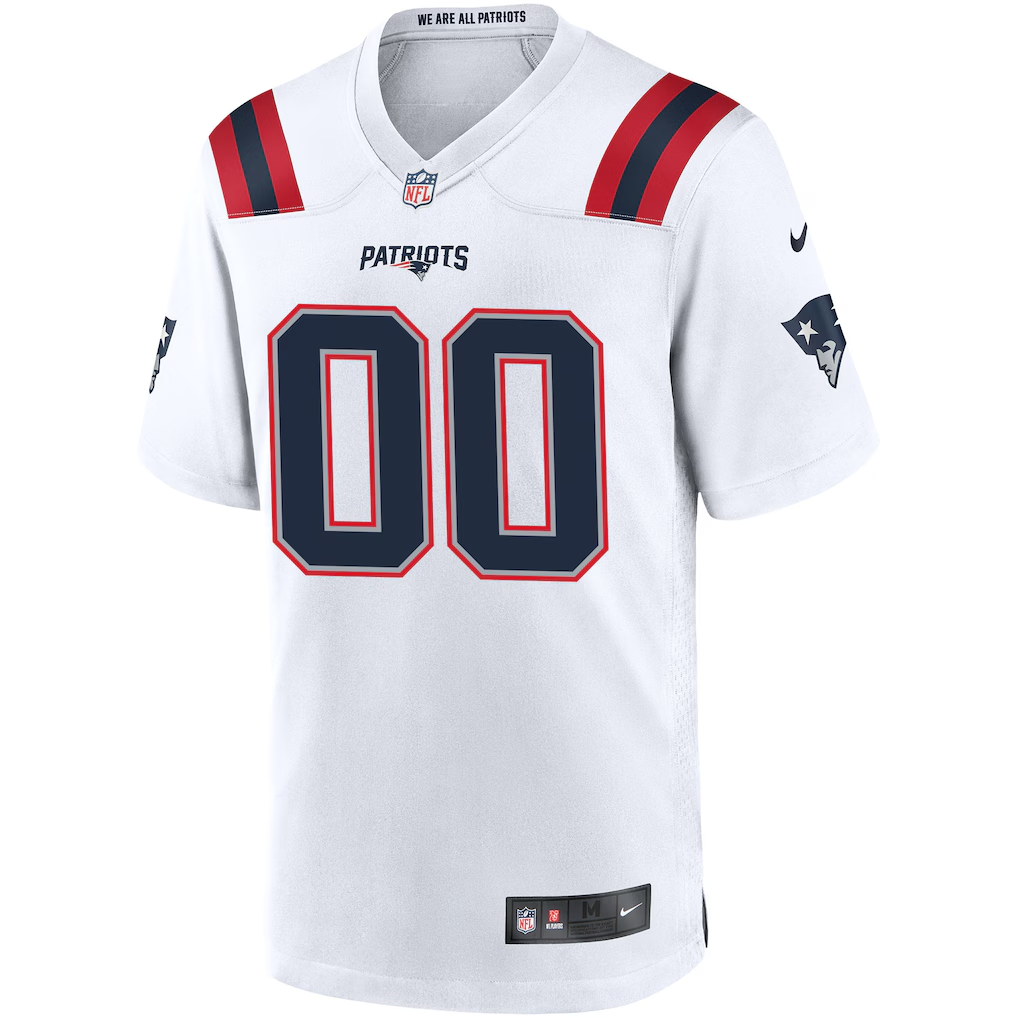 Custom New England Patriots White Game Jersey