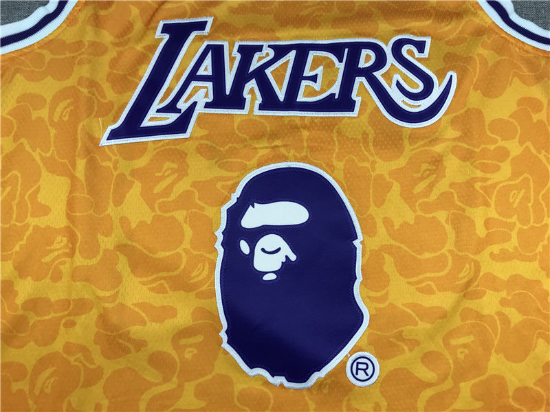 Kobe Bryant #24 BAPE Los Angeles Lakers 1996-97 Throwback Embroidered Jersey