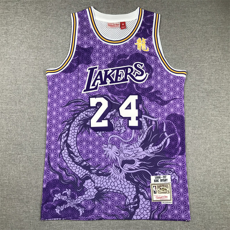Kobe Bryant #24 Los Angeles Lakers 1996-97 "Year of the Dragon" Throwback Jersey — Embroidered