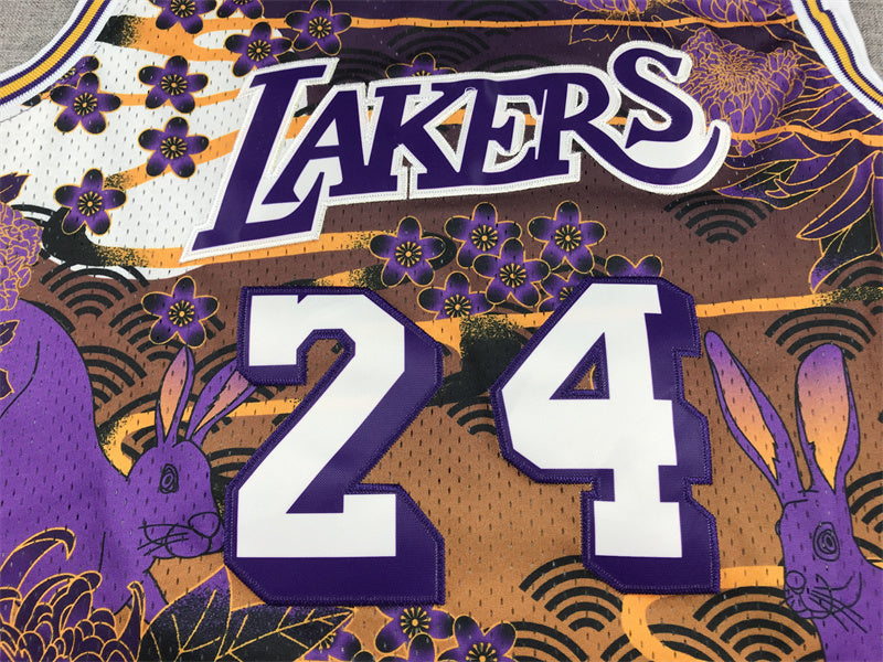 Kobe Bryant #24 1996-97 "Year of the Rabbit" Los Angeles Lakers Throwback Jersey — Embroidered