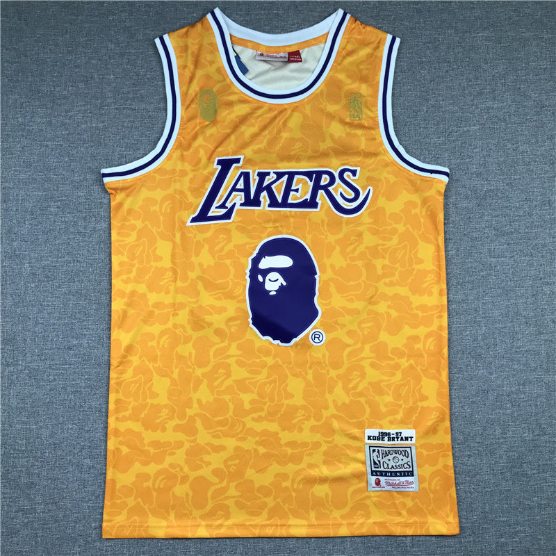 Kobe Bryant #24 BAPE Los Angeles Lakers 1996-97 Throwback Embroidered Jersey