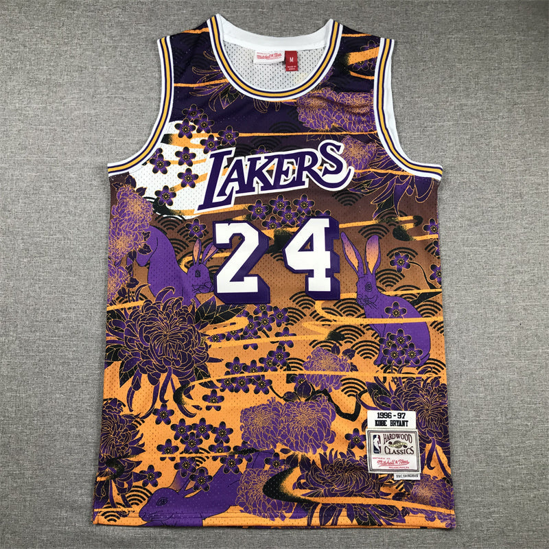 Kobe Bryant #24 1996-97 "Year of the Rabbit" Los Angeles Lakers Throwback Jersey — Embroidered