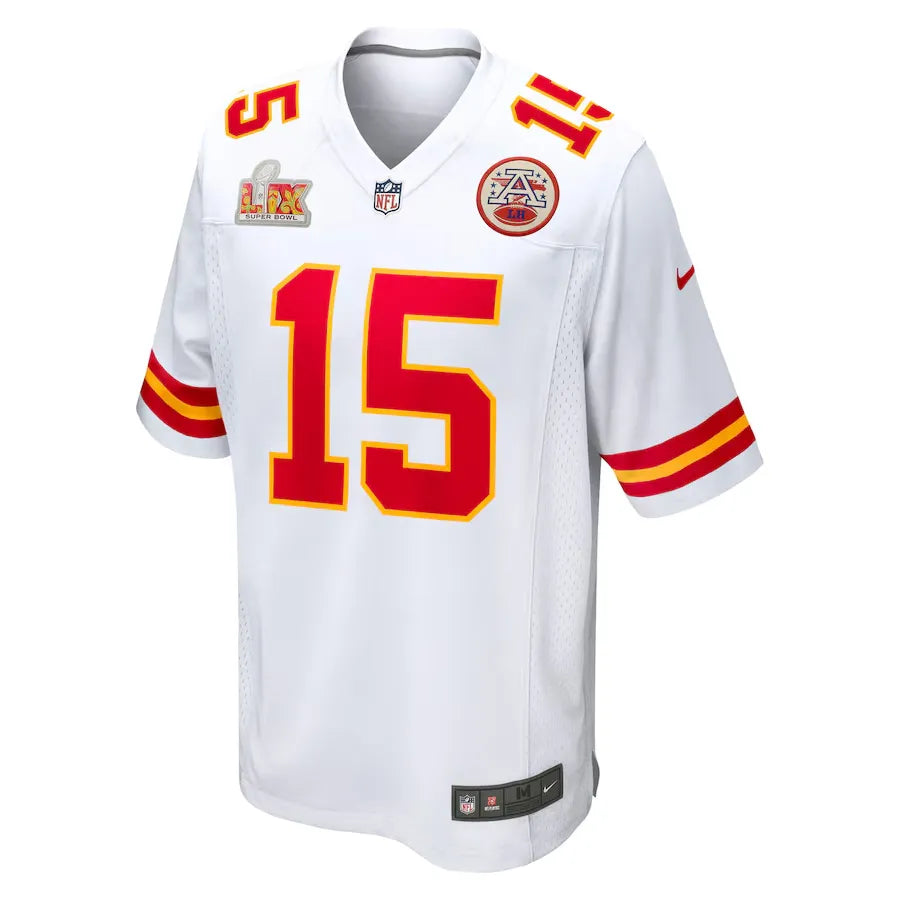 Men's Kansas City Chiefs Patrick Mahomes  white Super Bowl LIX Jersey