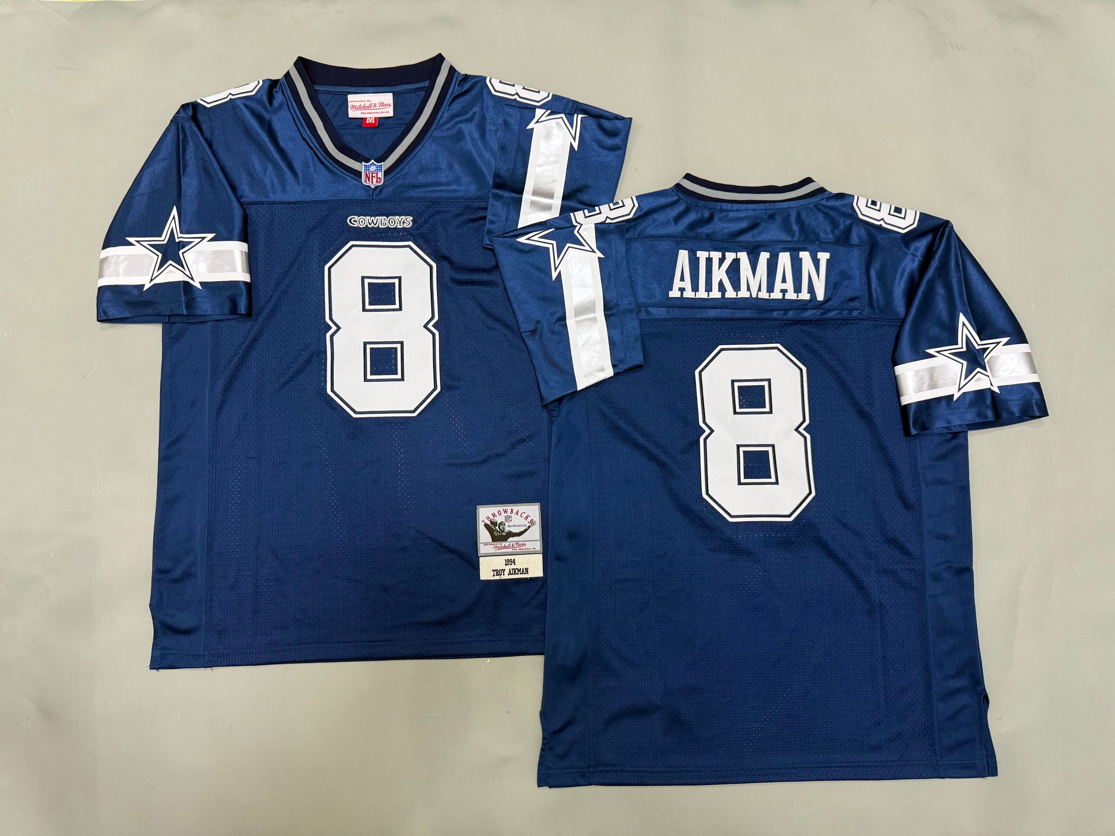 Mens Troy Aikman #8 Dallas Cowboys Vintage Throwback Jersey