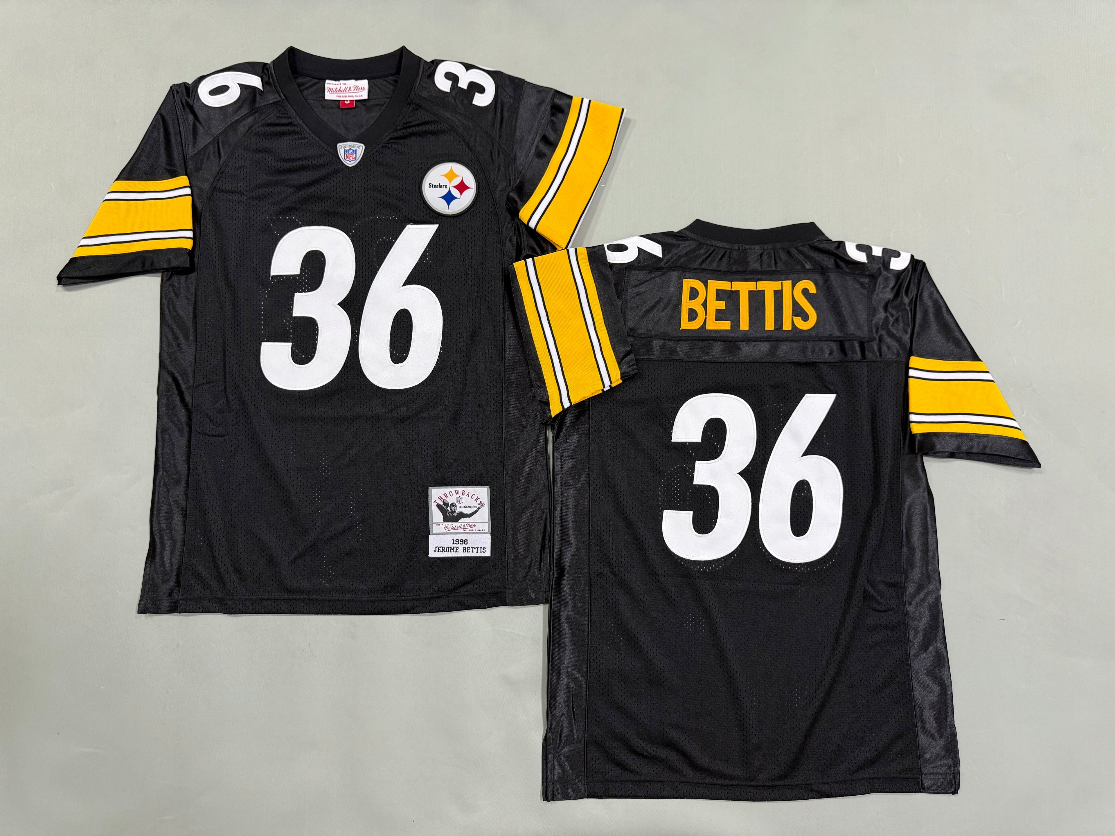 Mens Jerome Bettis#36 black Pittsburgh Steelers Vintage Throwback Jersey