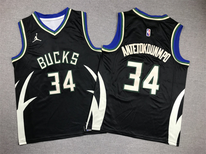Youth Giannis Antetokounmpo Milwaukee Bucks #34  Embroidered Jersey