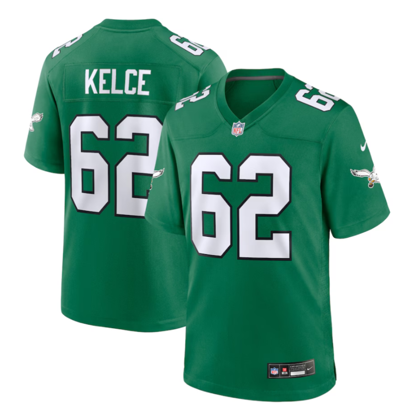 Jason Kelce #62 Philadelphia Eagles Kelly Green Jersey