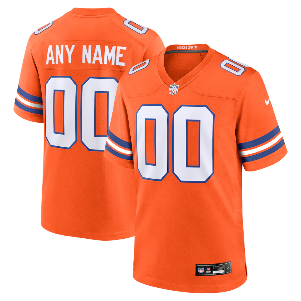 Custom Denver Broncos Orange Game Jersey