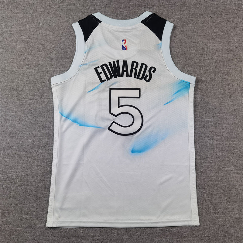 Youth Anthony Edwards Minnesota Timberwolves #5  City Edition Embroidered Jersey