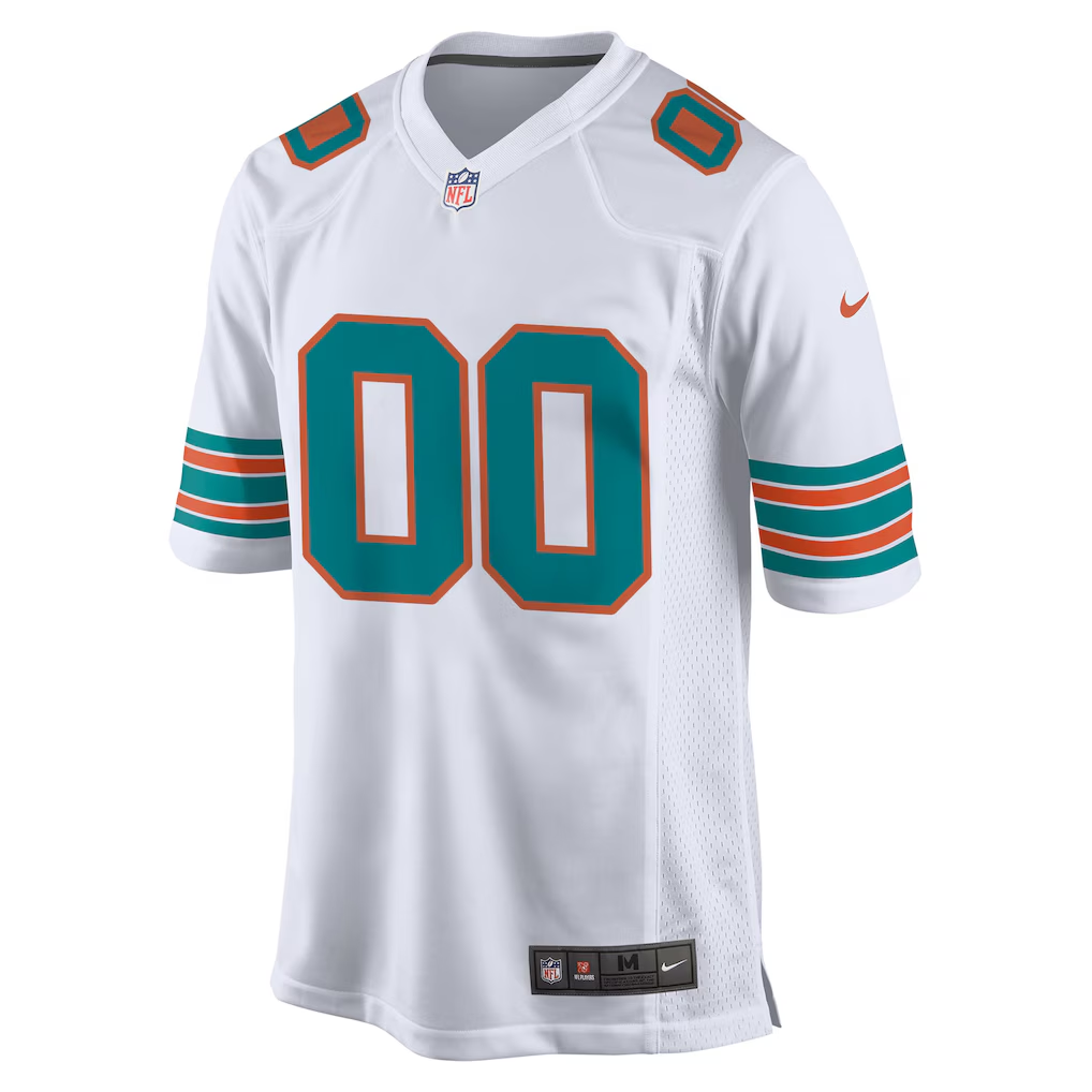 Custom Miami Dolphins White Game Jersey