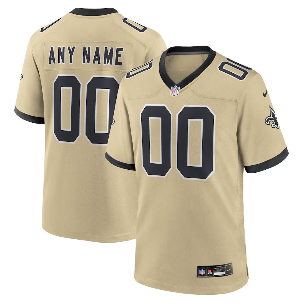 Custom New Orleans SaintsGold Game Jersey