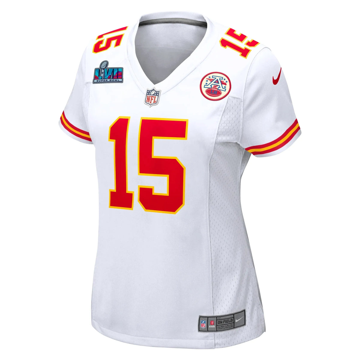Patrick Mahomes Kansas City Chiefs Women's Super Bowl LVII Patch Away Game Jersey - White