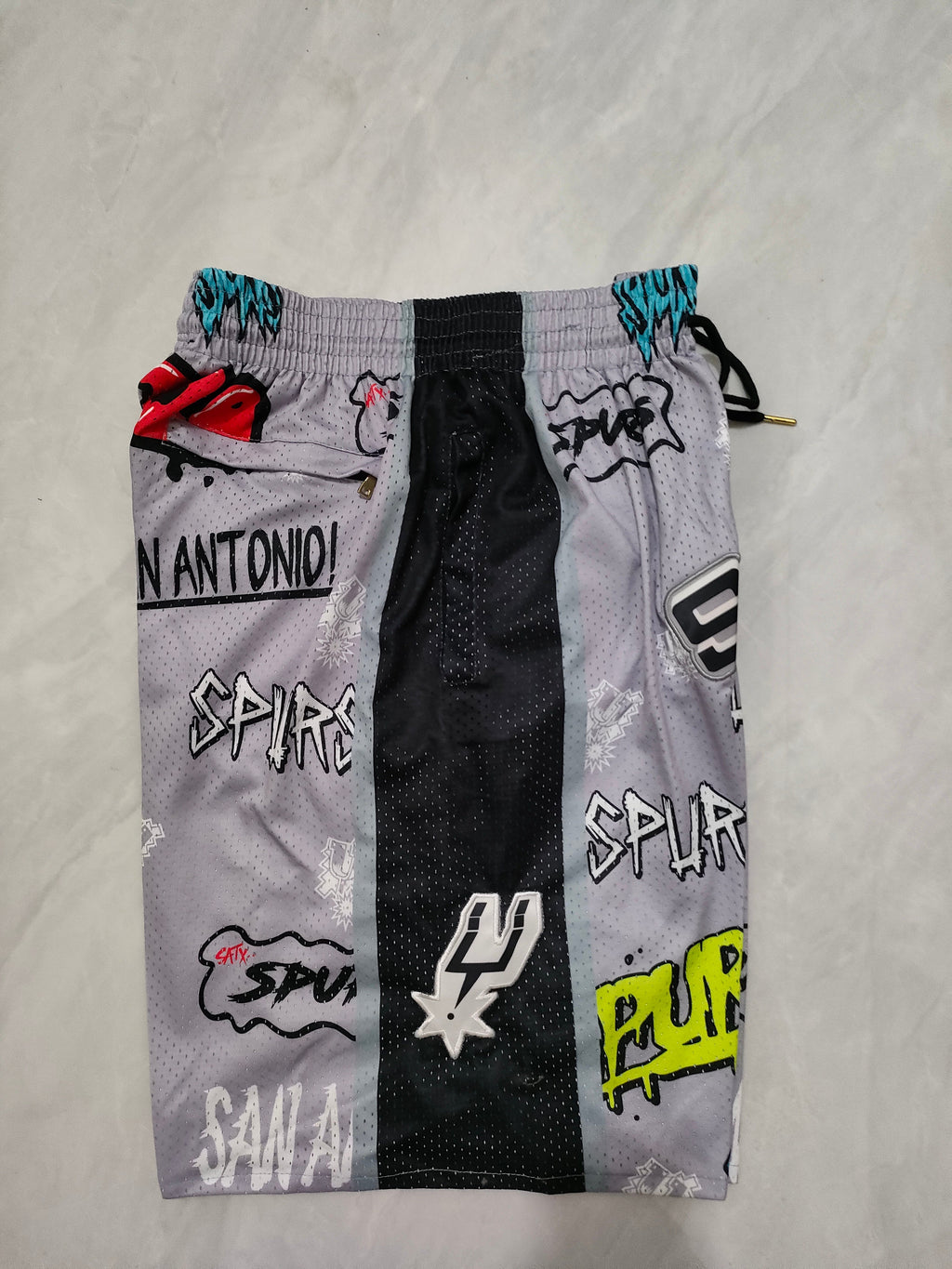 San Antonio Spurs Grey Graffiti Pocket Shorts