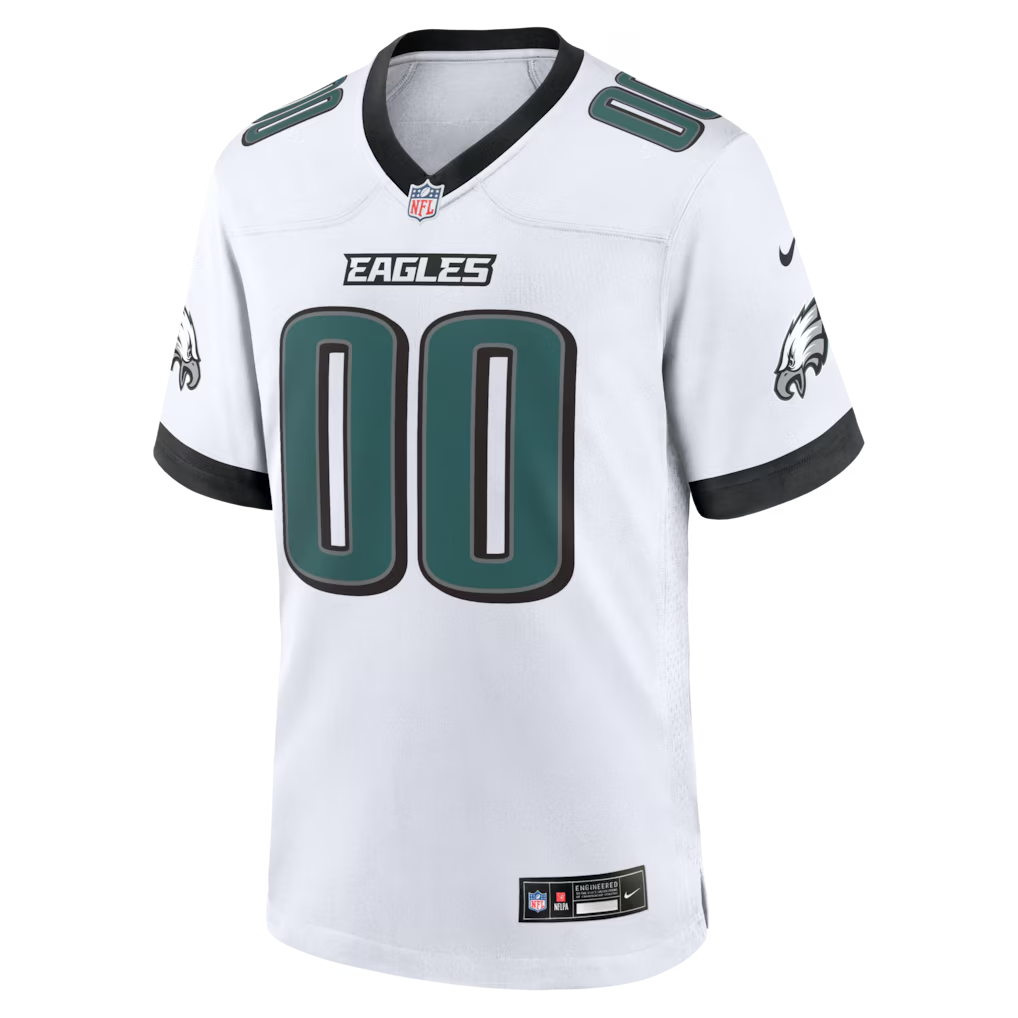 Custom Philadelphia Eagles White Game Jersey