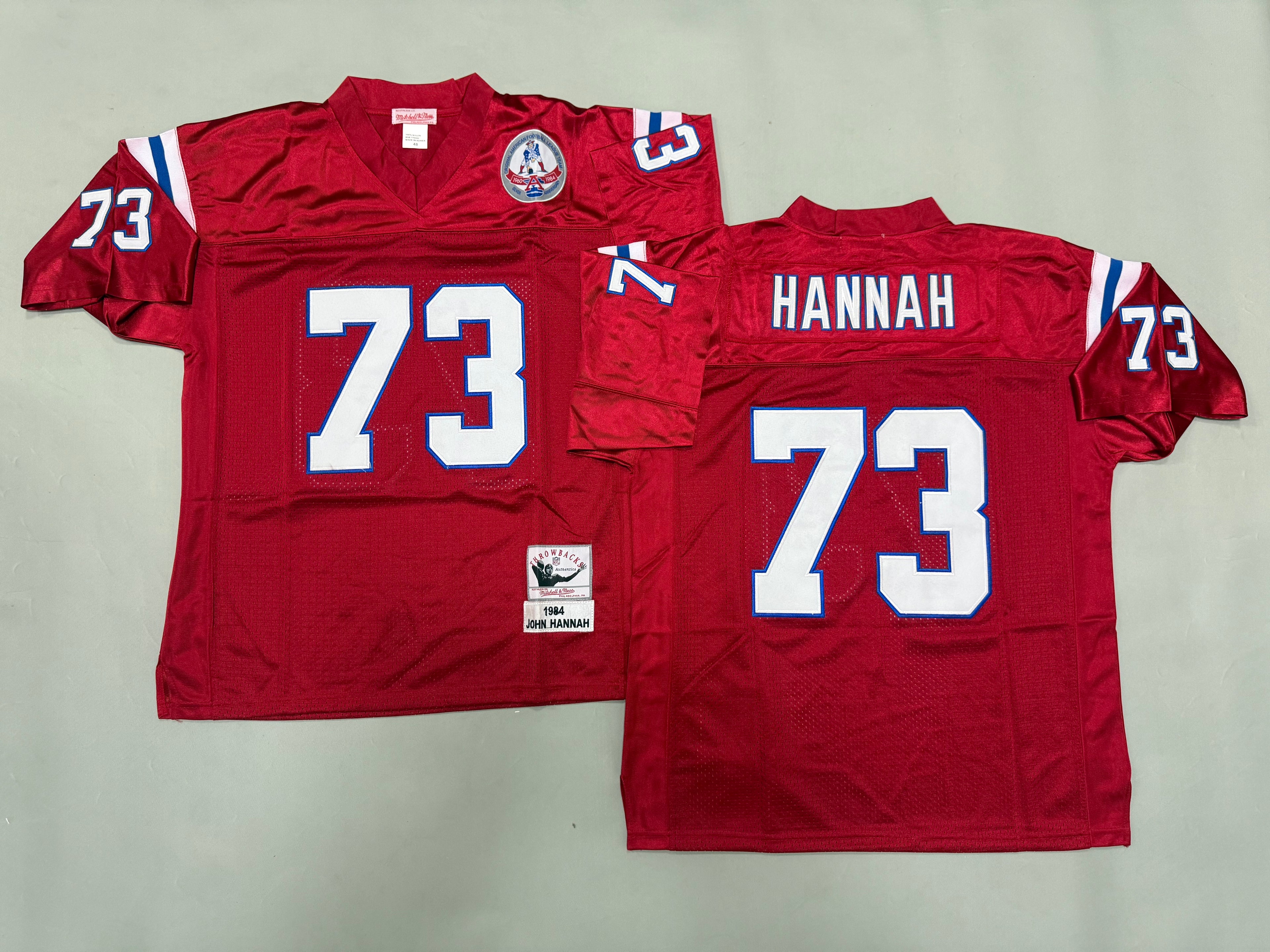 Mens John Hannah#73 New England Patriots Vintage Throwback Jersey