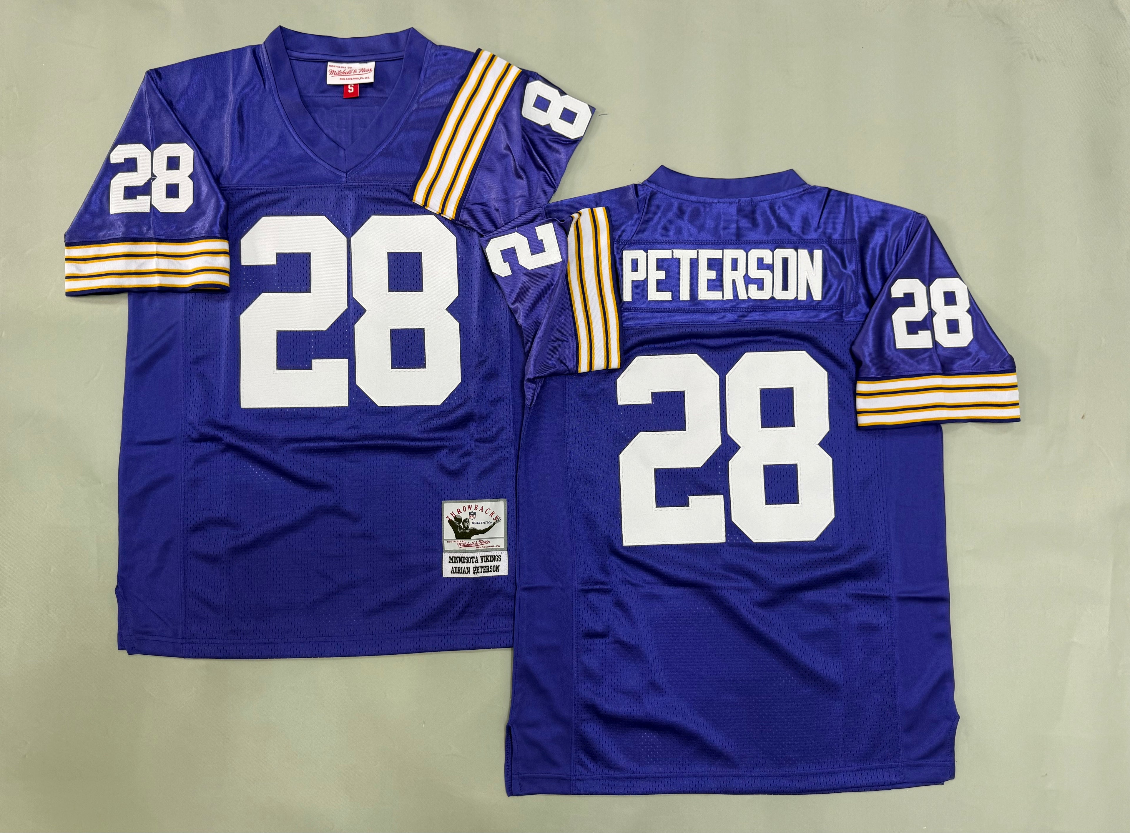Mens Adrian Peterson#28 Minnesota Vikings Vintage Throwback Jersey