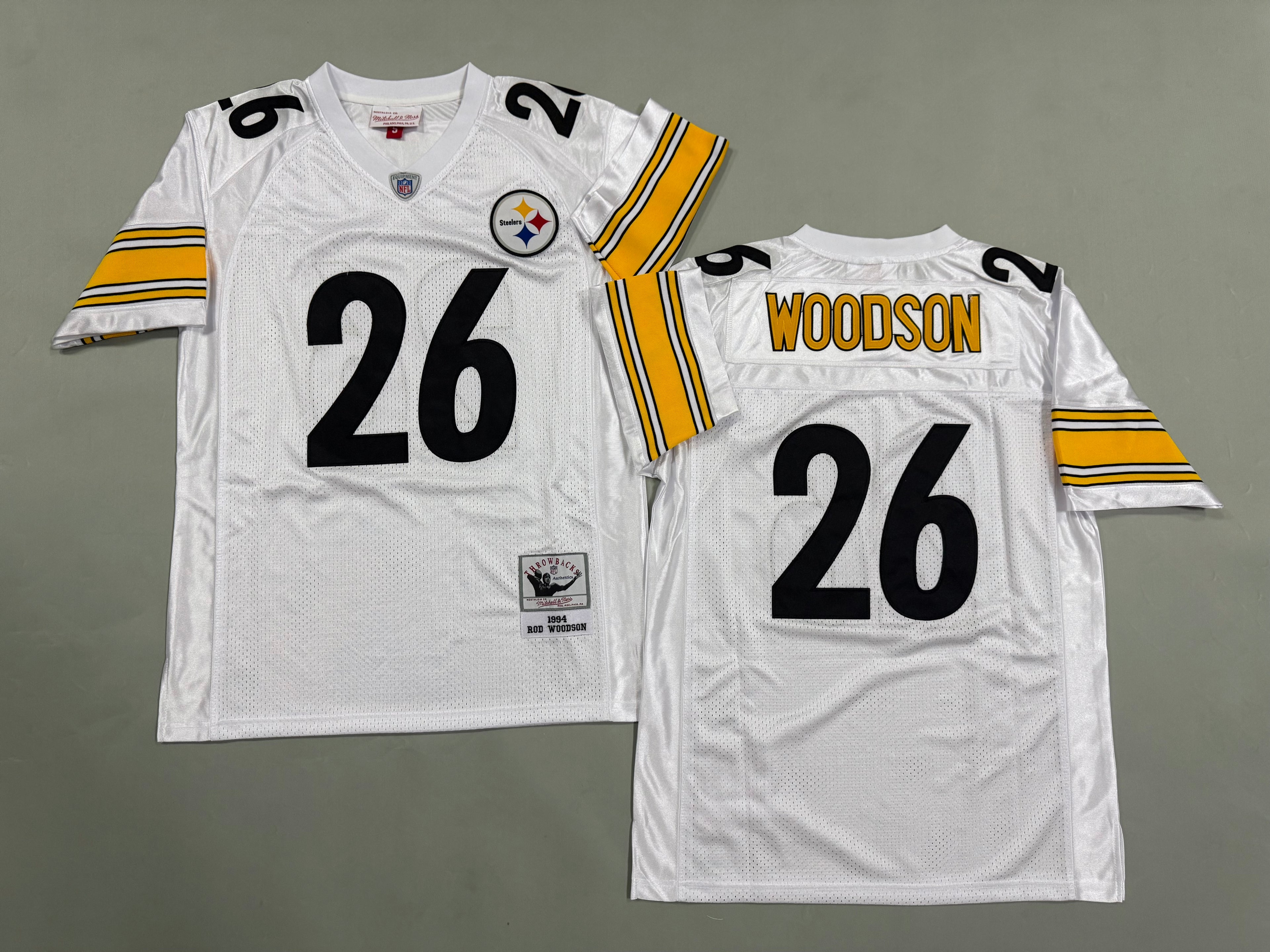 Mens Rod Woodson#26 white Pittsburgh Steelers Vintage Throwback Jersey