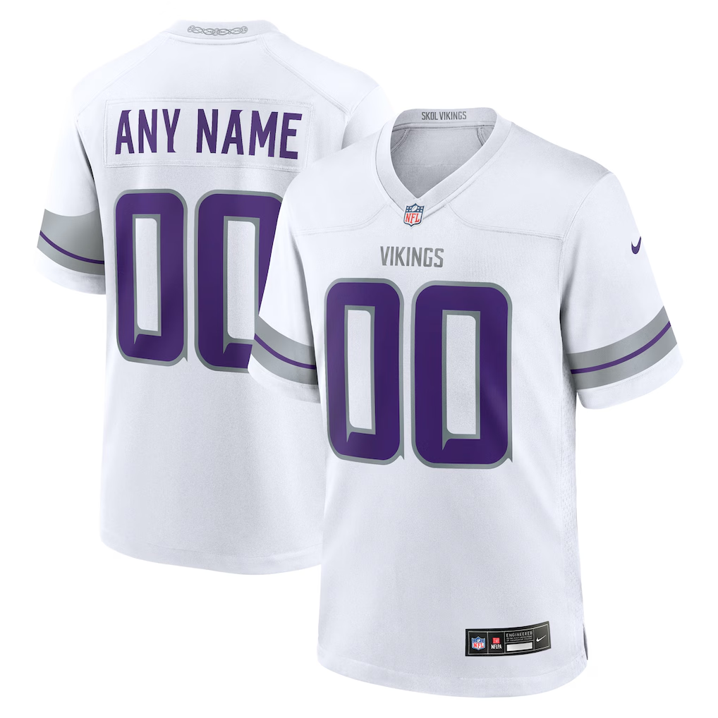 Custom Minnesota Vikings White Game Jersey