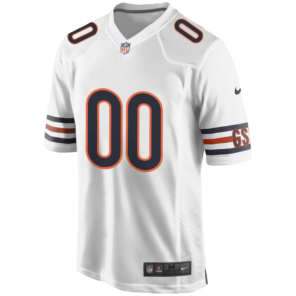 Custom Chicago Bears White Game Jersey