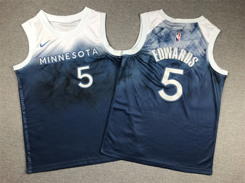 Youth Anthony Edwards Minnesota Timberwolves #5  City Edition Embroidered Jersey