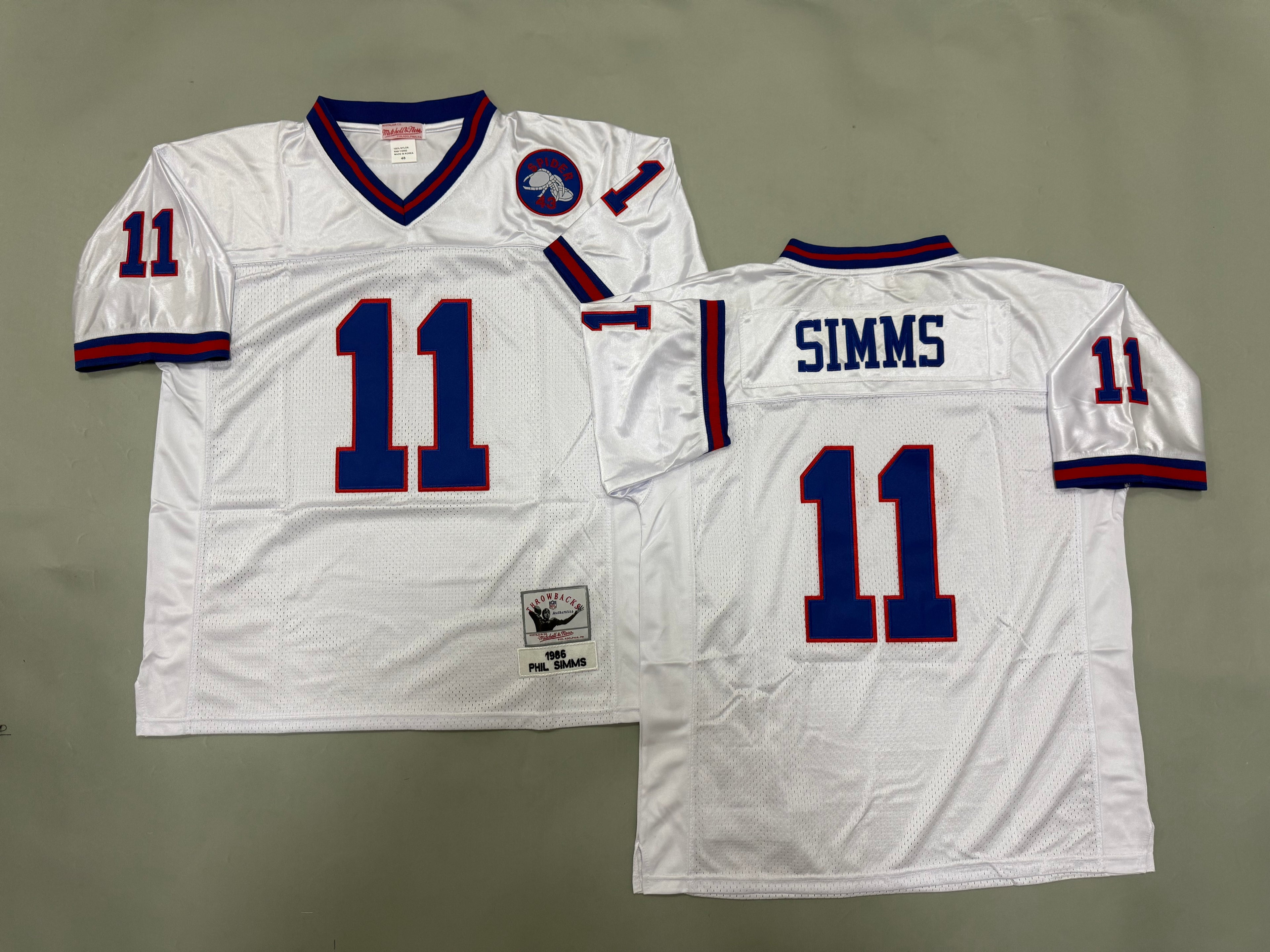Mens Phil Simms#11 white New York Giants Vintage Throwback Jersey