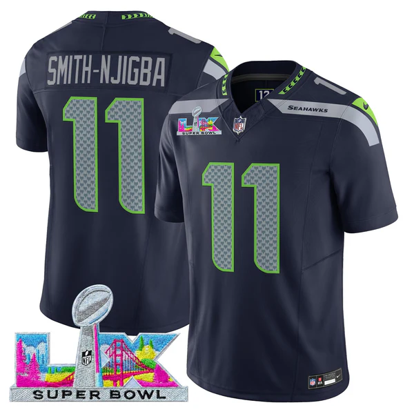 Jaxon Smith-Njigba #11 Seattle Seahawks Super Bowl LX Patch Game Jersey