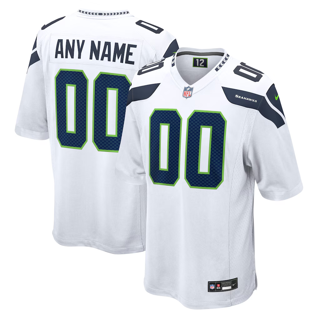 Custom Seattle Seahawks White Game Jersey