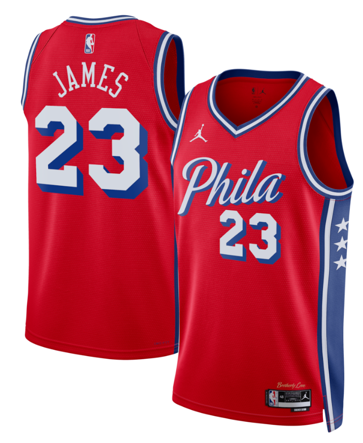 LeBron James #23 Philadelphia 76ers Red City Edition Swingman Jersey