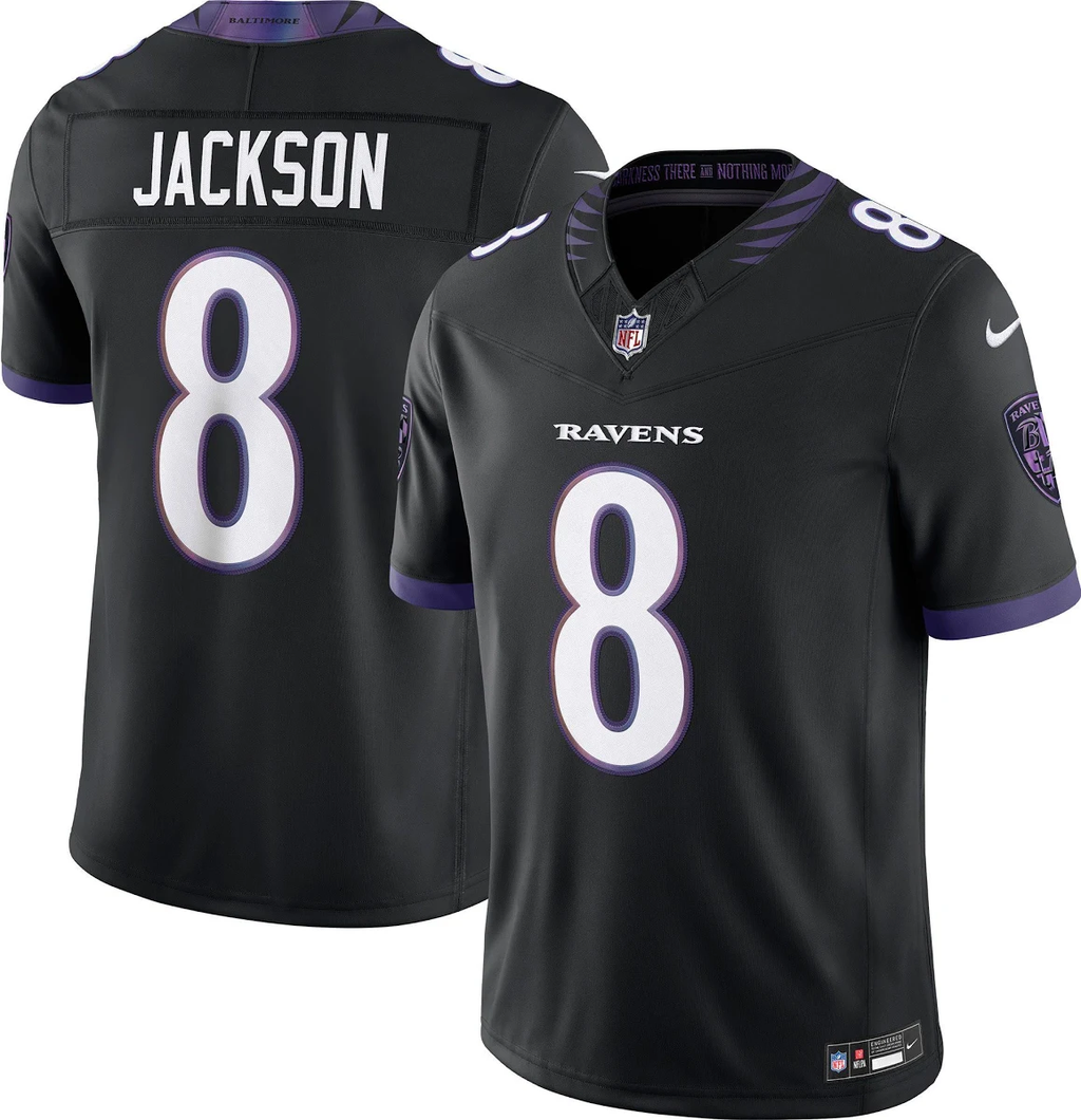 Men's Baltimore Ravens Lamar Jackson Black Vapor F.U.S.E. Sewn Down Limited Jersey