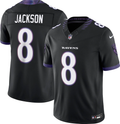 Men's Baltimore Ravens Lamar Jackson Black Vapor F.U.S.E. Sewn Down Limited Jersey