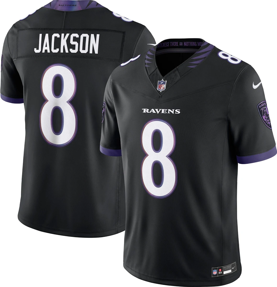 Men's Baltimore Ravens Lamar Jackson Black Vapor F.U.S.E. Sewn Down Limited Jersey