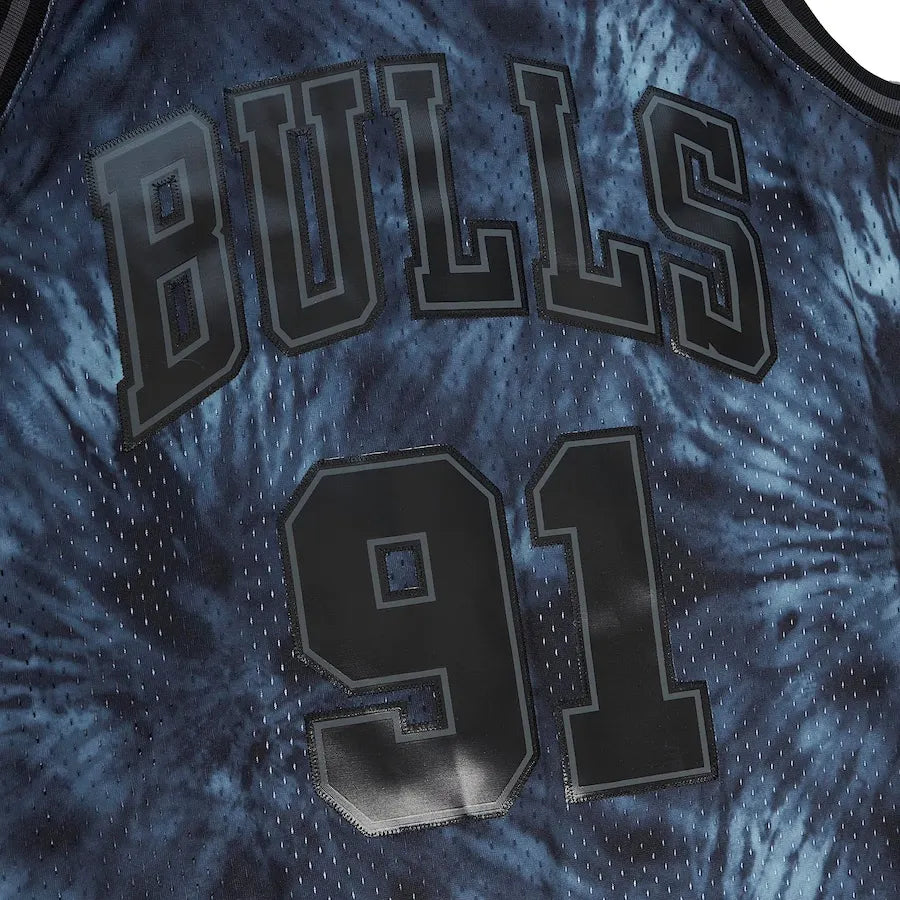 Dennis Rodman Chicago Bulls Mitchell & Ness Hardwood Classics 1995/96 Tie-Dye Swingman Jersey - Black