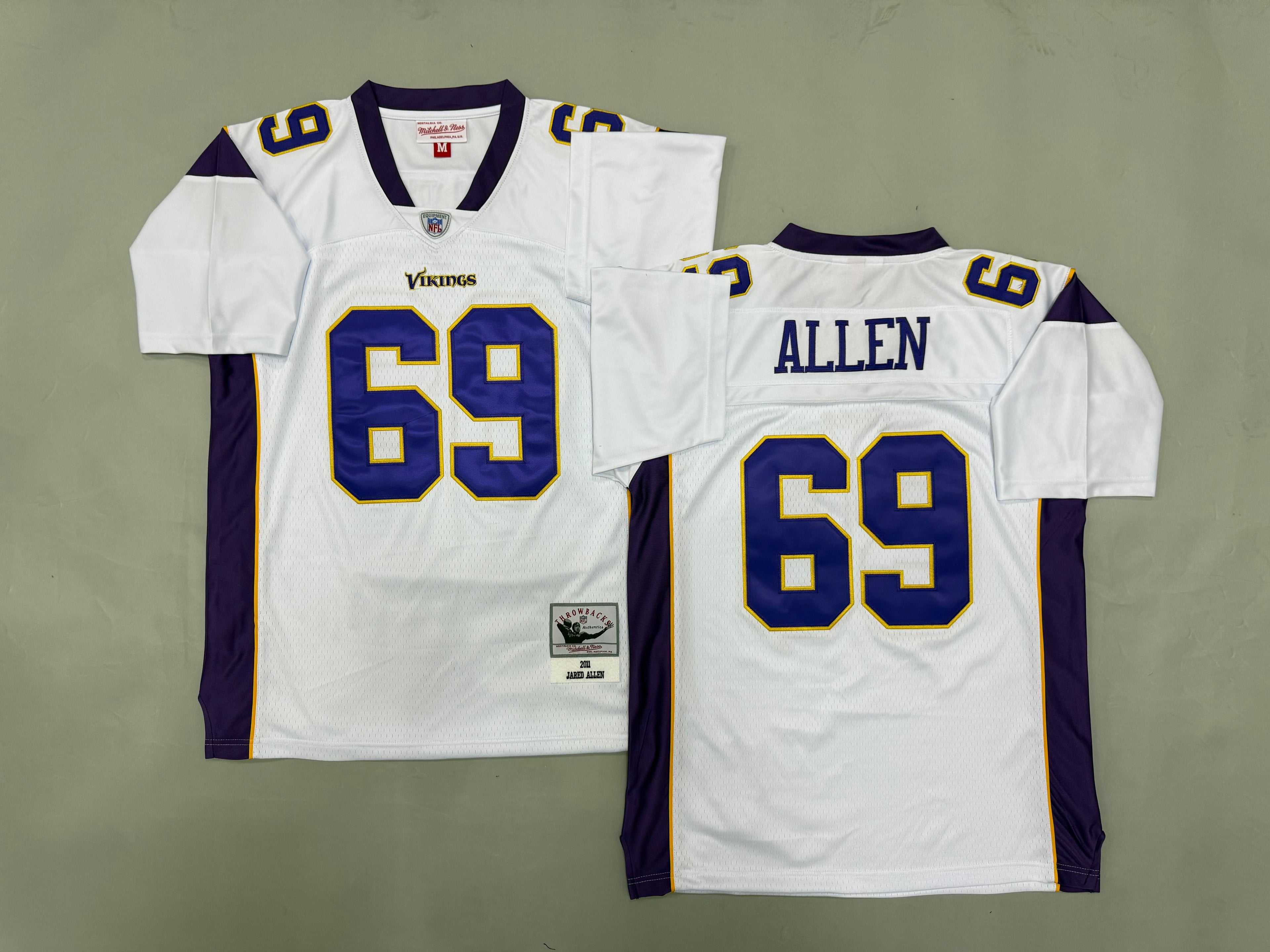 Mens Jared Allen#69 white Minnesota Vikings Vintage Throwback Jersey