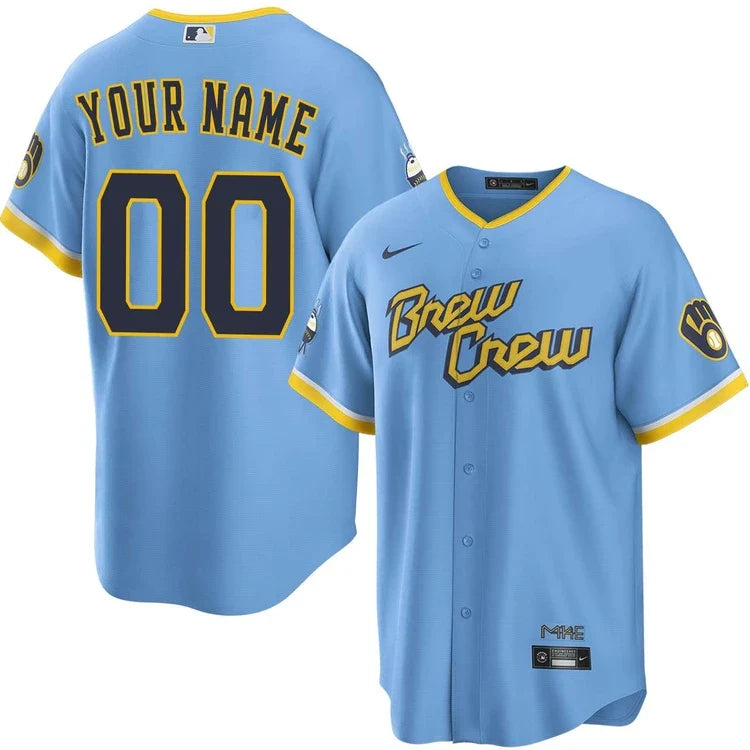 Custom Milwaukee Brewers City Connect Jersey - Light Blue