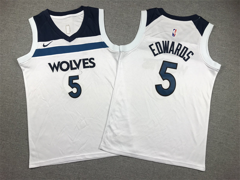 Youth Anthony Edwards Minnesota Timberwolves #5 Association Edition Embroidered Jersey